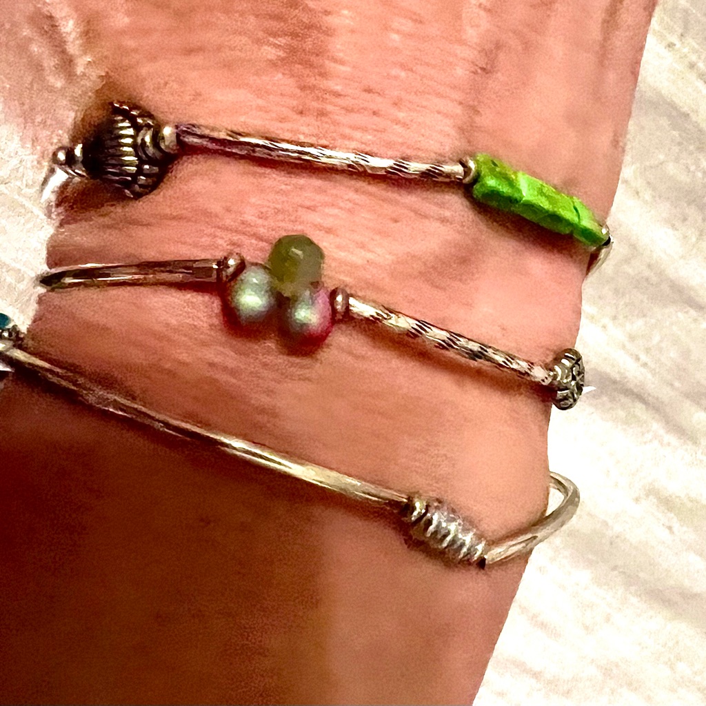 Desert Heart Triple Wrap Bracelet, Hand Blown Glass And Crystals